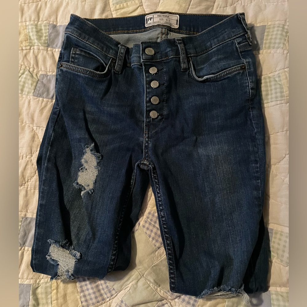 Free People button fly distressed jeans size W27